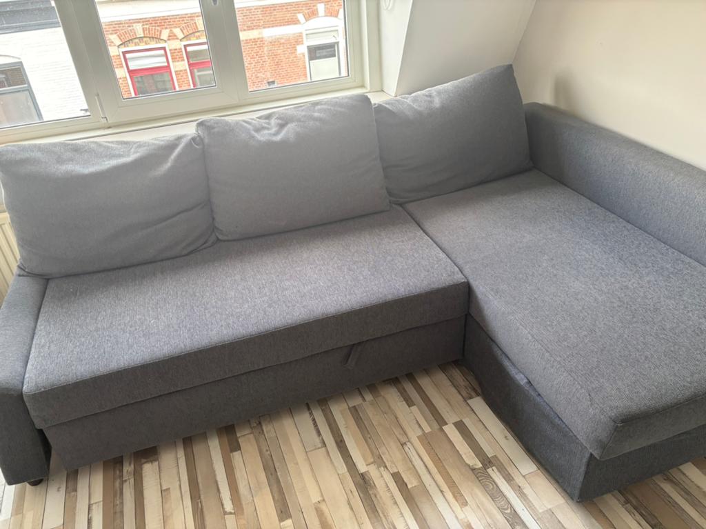 IKEA Hoek slaapbank met opbergruimte - Grijs, Huis en Inrichting, Ophalen, Gebruikt, 100 tot 125 cm, Hoekbank