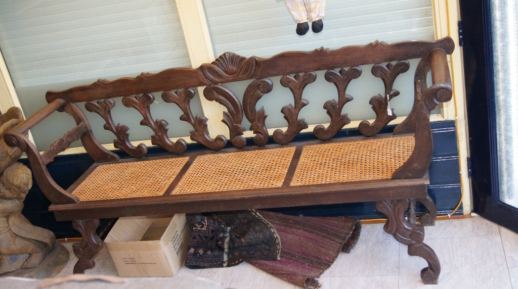 Bank met rotan  ( Antiek, Ophalen of Verzenden