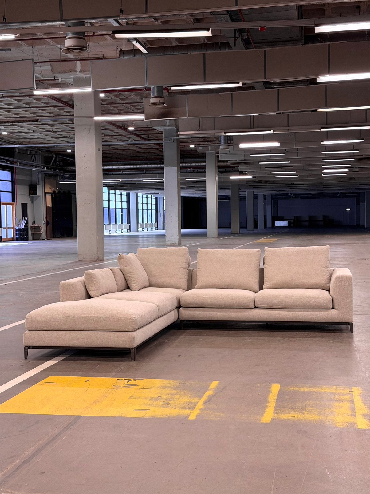 Minotti Andersen Hoekbank | Beige | Nieuwstaat + Garantie, Overige materialen, Hoekbank, 300 cm of meer, Ophalen of Verzenden