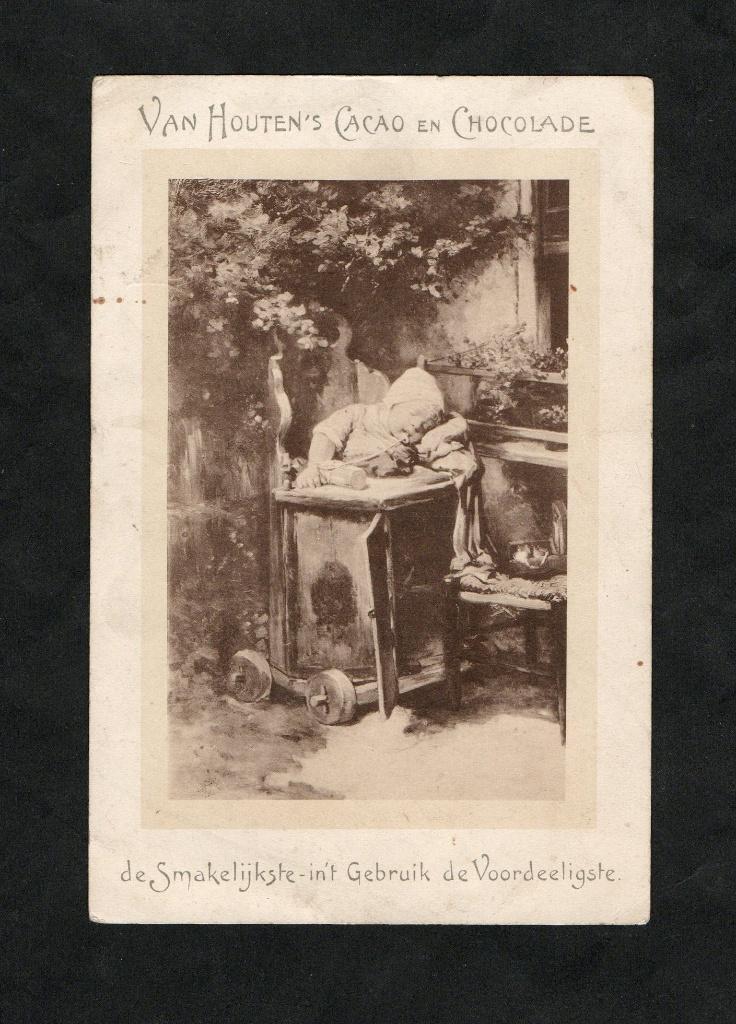 Van Houten Cacao en Chocolade Baby in Kinderstoel., Ophalen of Verzenden, Voor 1920, Ongelopen, Cultuur en Media