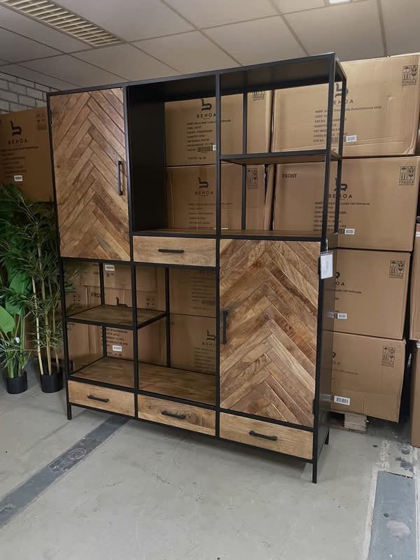 Kabinetkast Mangohout/Staal in de maat 160x200 cm Livingfurn, Ophalen, Onbekend, Nieuw, Onbekend