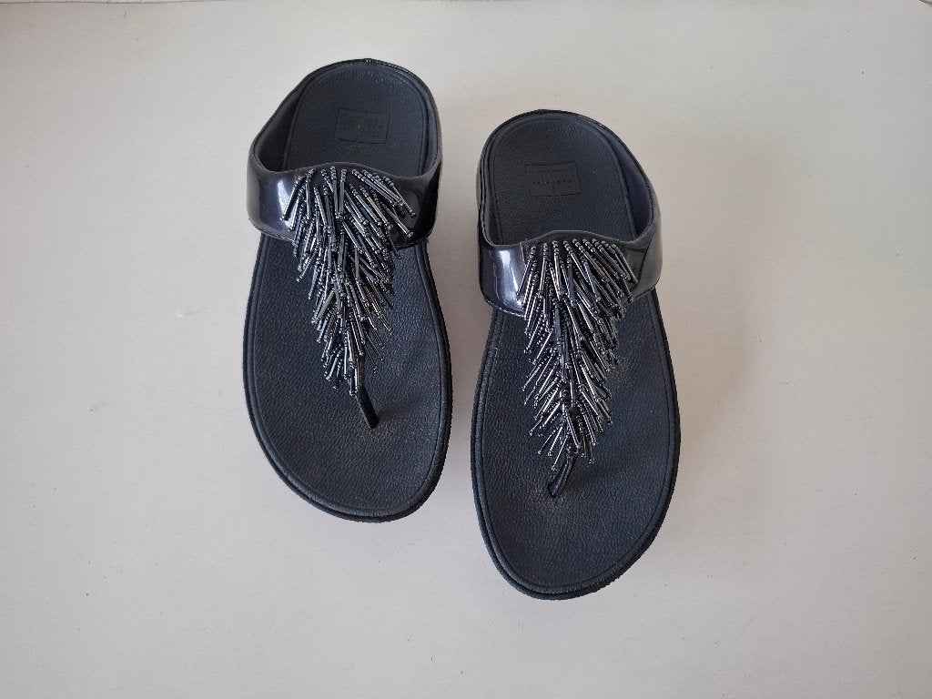 Fitflop Maat 36 Cha Cha Midnight Navy blauwe slippers ZGAN, Slippers, Zo goed als nieuw, Fitflop, Verzenden
