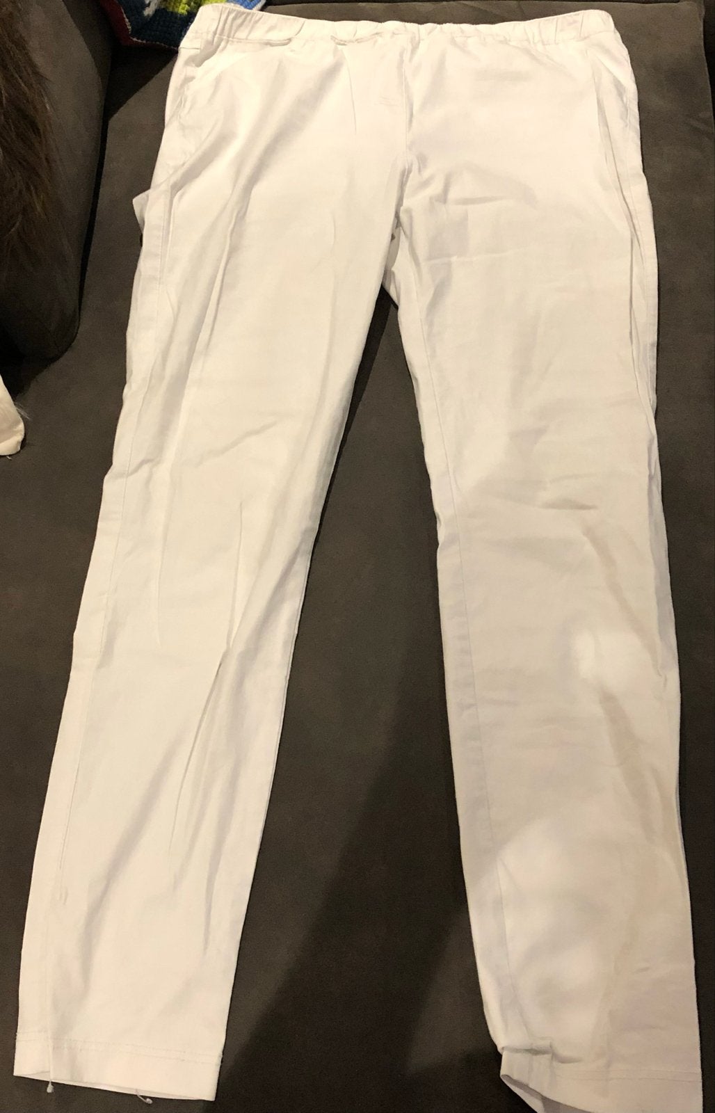 Witte broek met elastische tailleband, Kleding | Dames, Broeken en Pantalons, Zo goed als nieuw, Maat 42/44 (L), Wit, Lang, Ophalen of Verzenden