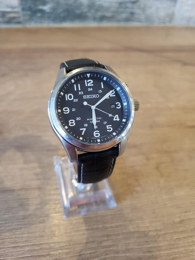 Seiko Kinetic SKA721P1, Seiko, Leer, Staal, Polshorloge