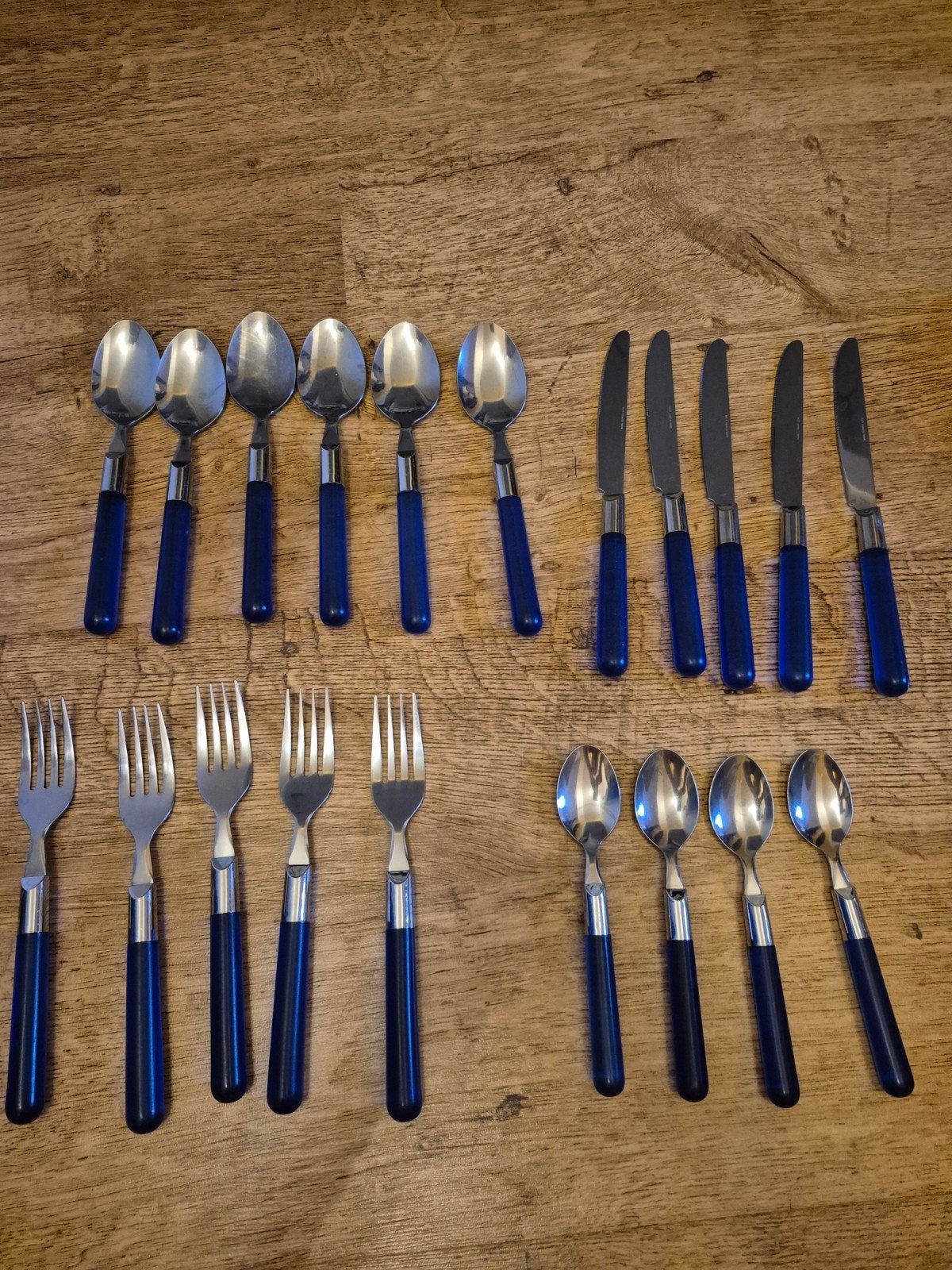 Bestekset ikea met blauw handvat - 24-delig, Ophalen of Verzenden