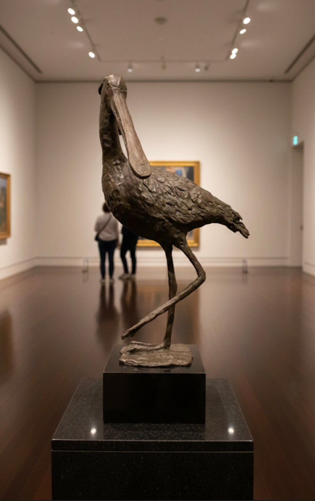 Bronzen “Lepelaar” op granieten sokkel, Brons, Beeld, Bruin, Europa