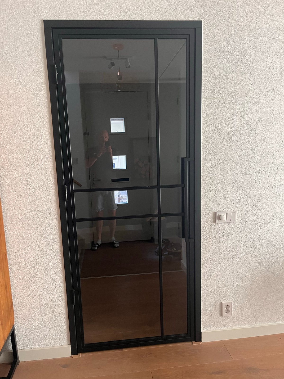Stalen tussendeur met glas - Zwart, modern design, Ophalen, 80 tot 100 cm, 215 cm of meer, Binnendeur