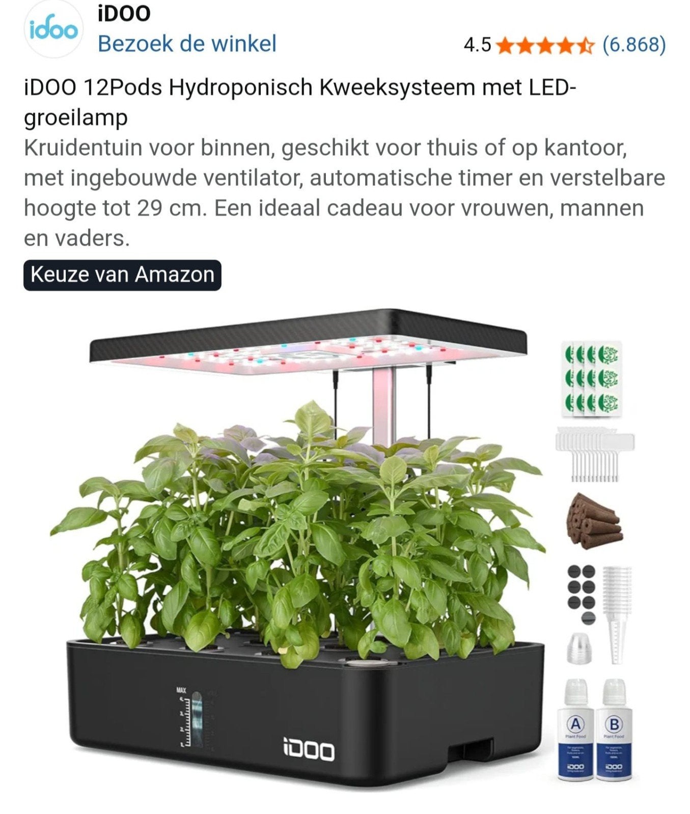 iDoo ID-IG301 kweekbak met licht, pomp en fan, Tuin en Terras, Kweekspullen, Ophalen of Verzenden, Zo goed als nieuw, Kweekbak