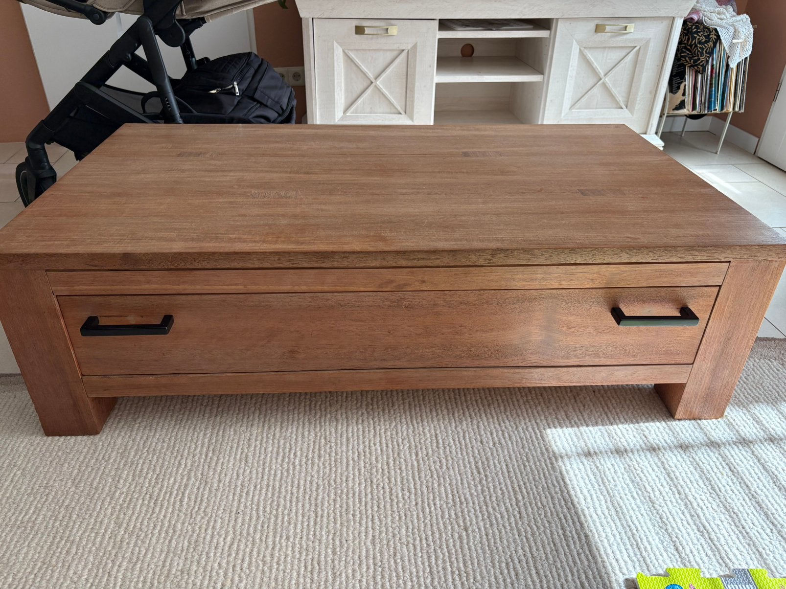 Prachtig houten salontafel, Huis en Inrichting, Ophalen, Gebruikt, 100 tot 150 cm, 50 tot 100 cm