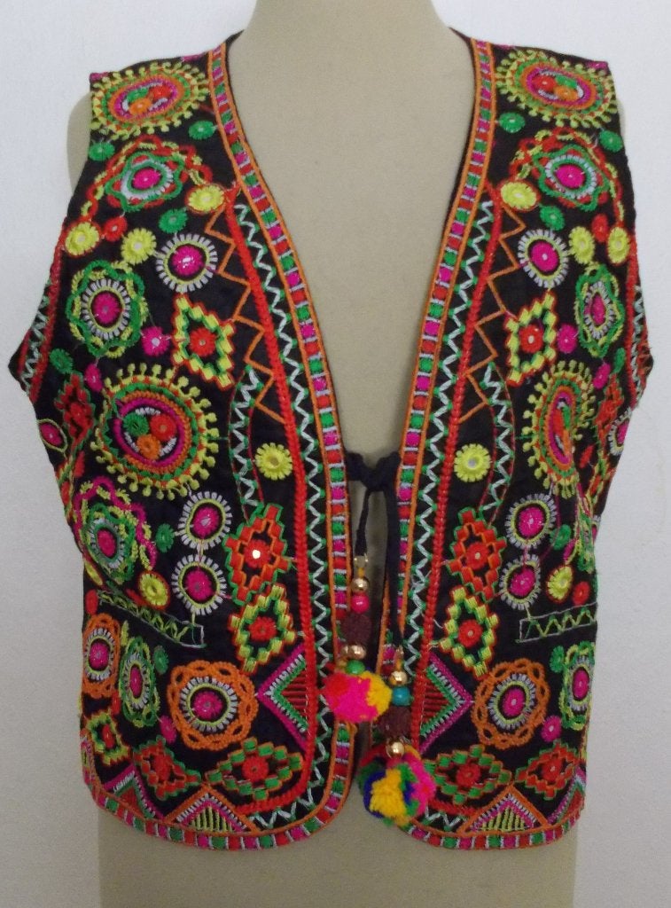 100% katoen folkore/Peru borduur gilet! L, Maat 42/44 (L), Zo goed als nieuw, Zonder mouw, Meerkleurig