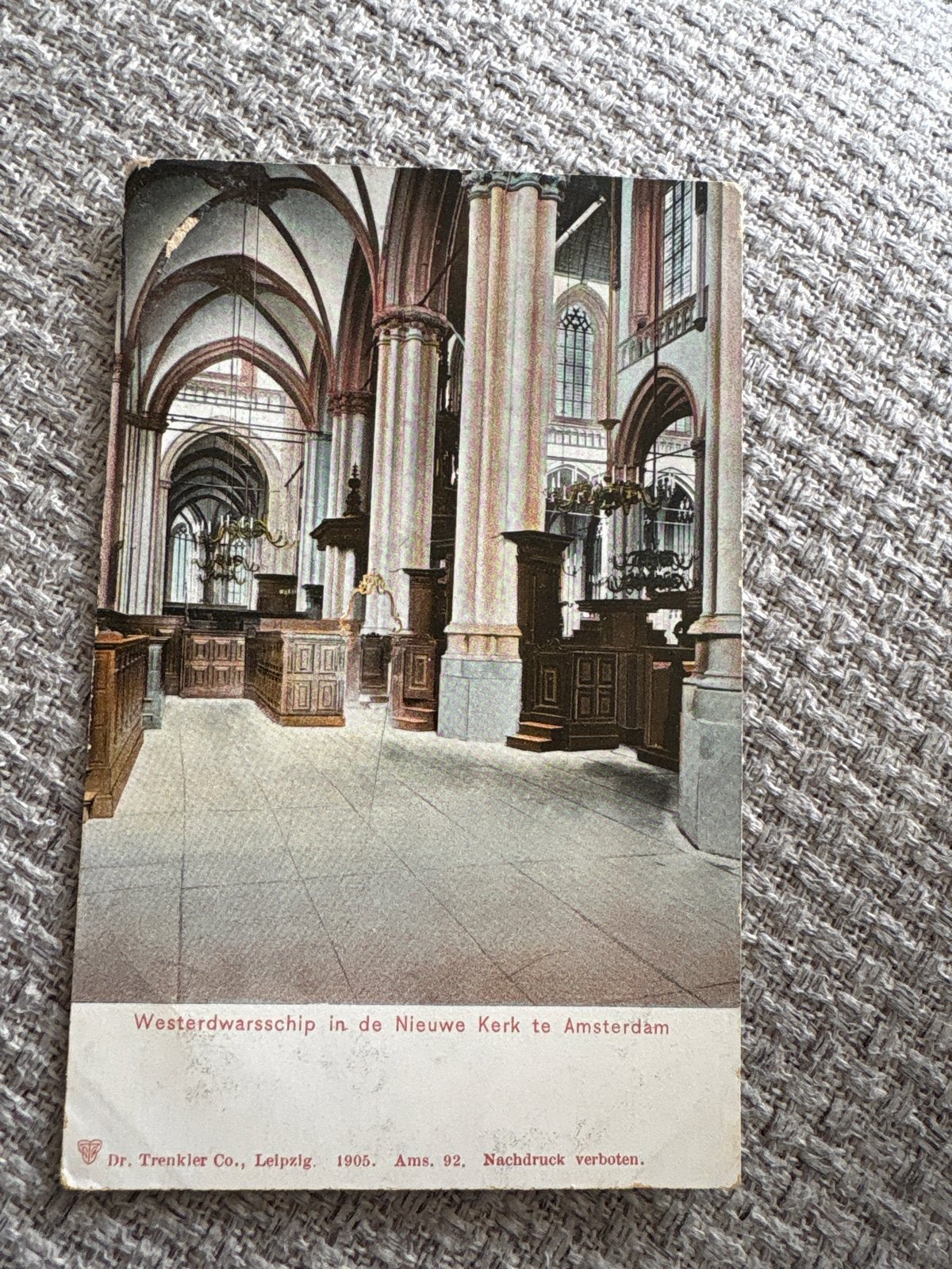 Ongelopen Ansichtkaart Nieuwe Kerk Amsterdam (1905), Verzamelen, Ophalen of Verzenden, Voor 1920, Ongelopen, Noord-Holland