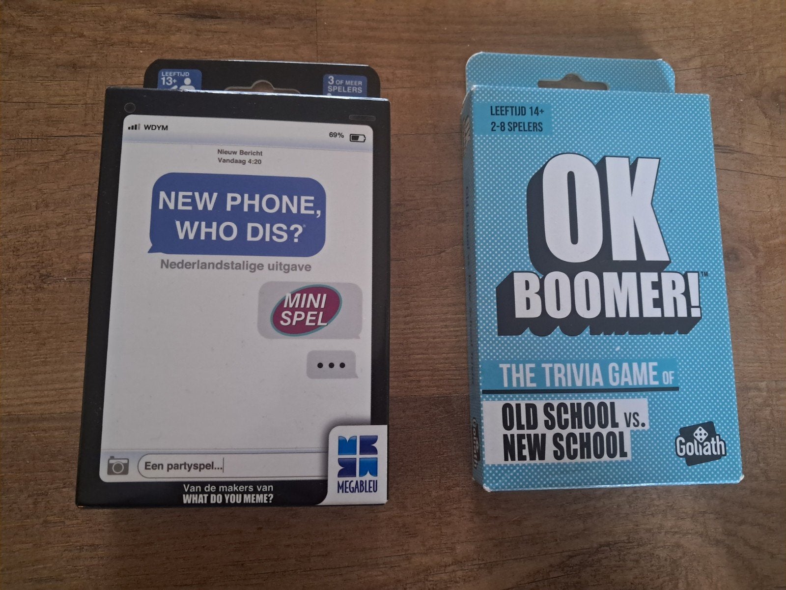 2 Partygames: New Phone, Who Dis? & OK Boomer! (NL), Drie of vier spelers, Ophalen of Verzenden, Zo goed als nieuw, Megableu, Goliath