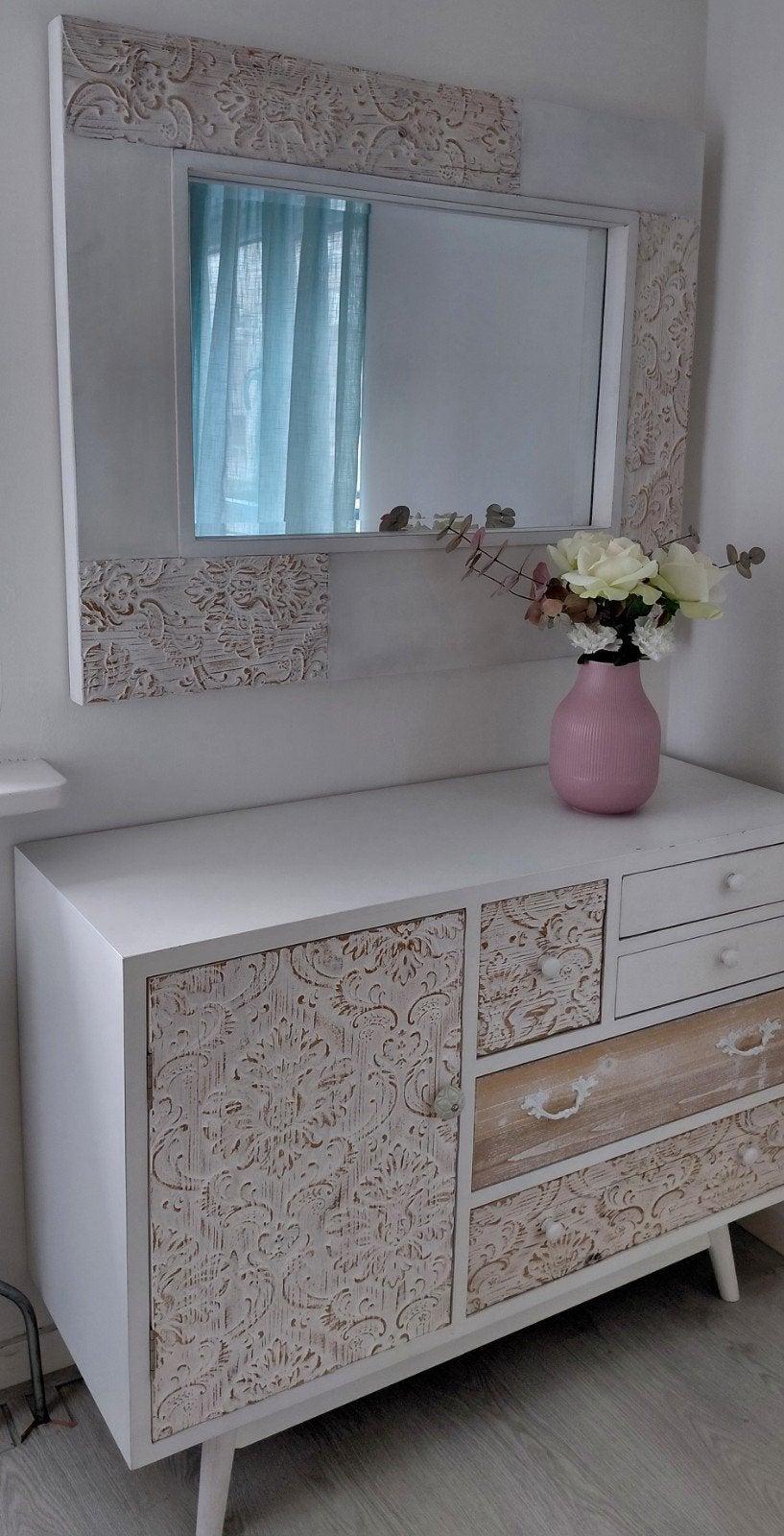 Westwing Comode en Spiegel Set, Ophalen, Gebruikt, 100 tot 150 cm, Boho Chic, Landelijk