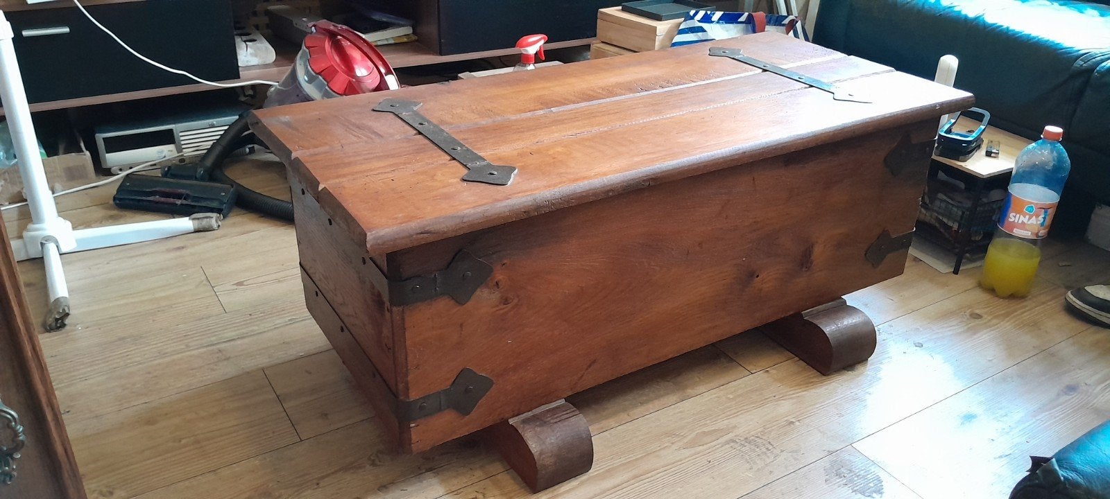 Eikenhouten dekenkist met gesmeed stalen beslag, Ophalen, Minder dan 50 cm
