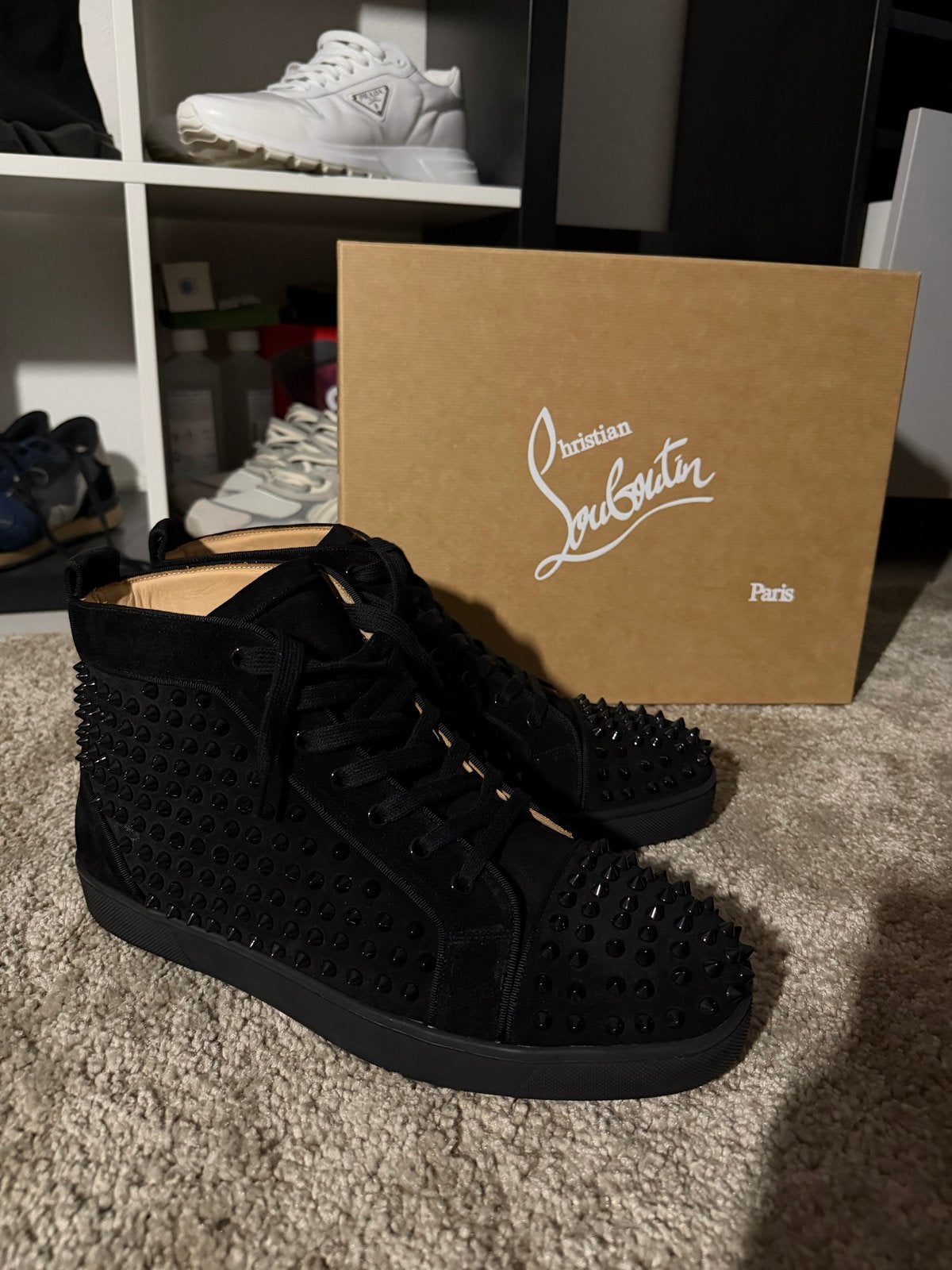 Christian Louboutin Louis Orlato Flat Spikes Zwart, Verzenden, Zwart, Nieuw, Sneakers of Gympen