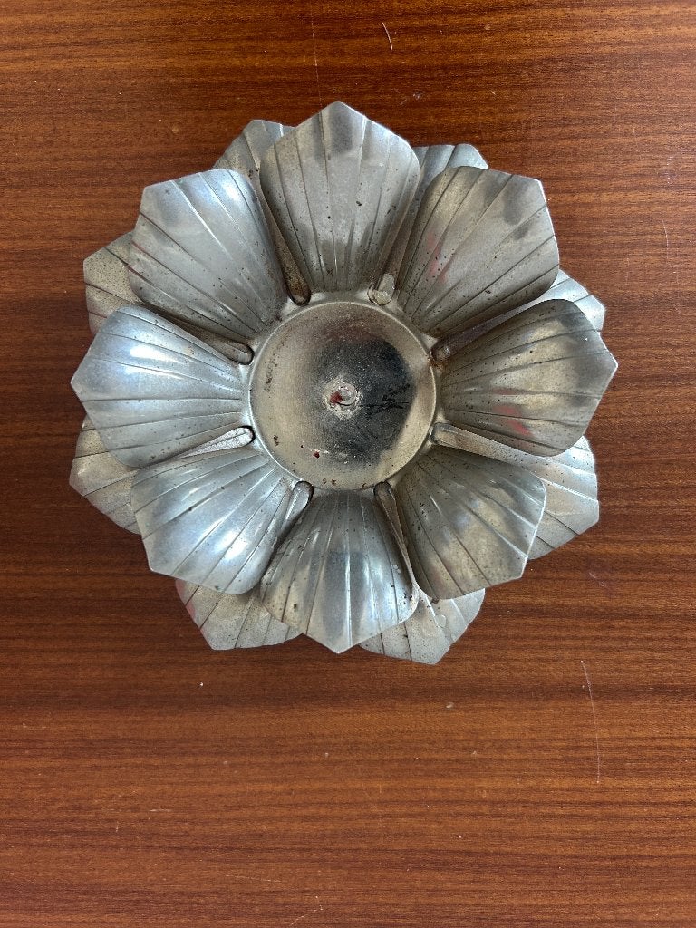 vintage metalen LOTUS LOTUSBLOEM kaars (stompkaars) houder, Ophalen of Verzenden