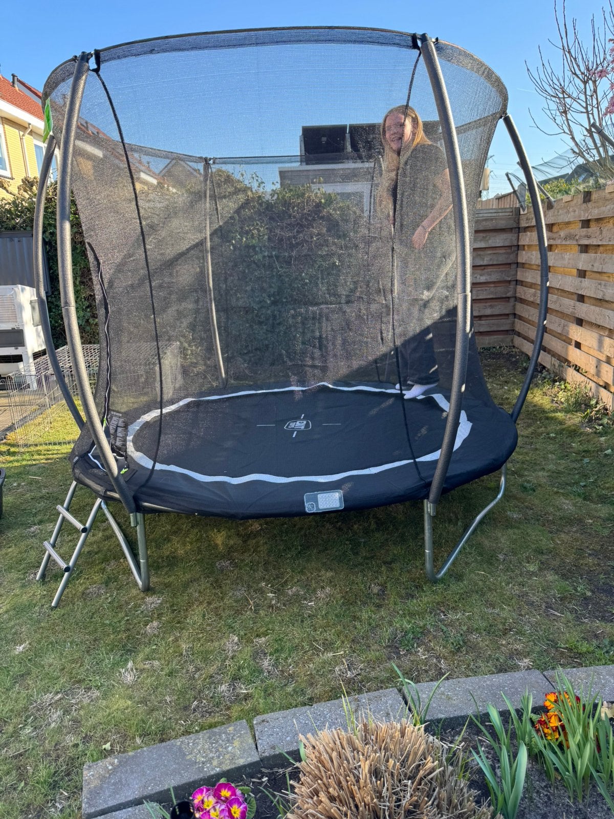 Trampoline 244 cm met nieuw veiligheidsnet, Ophalen of Verzenden, Gebruikt