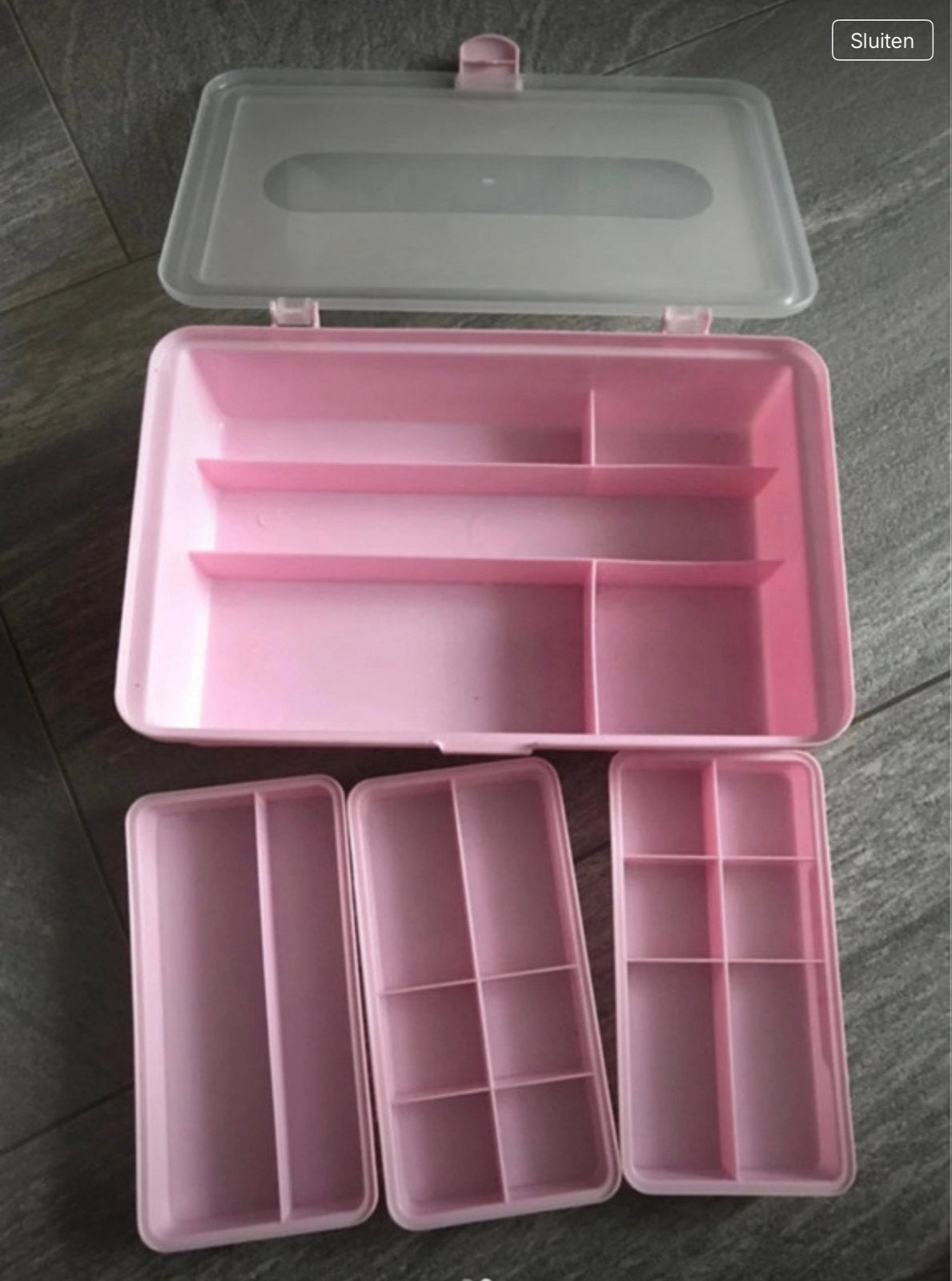 Roze Hobbydoos met Meerdere Vakken - Opbergdoos Knutselen, Hobby en Vrije tijd, Knutselen, Gebruikt, Gereedschap of Toebehoren