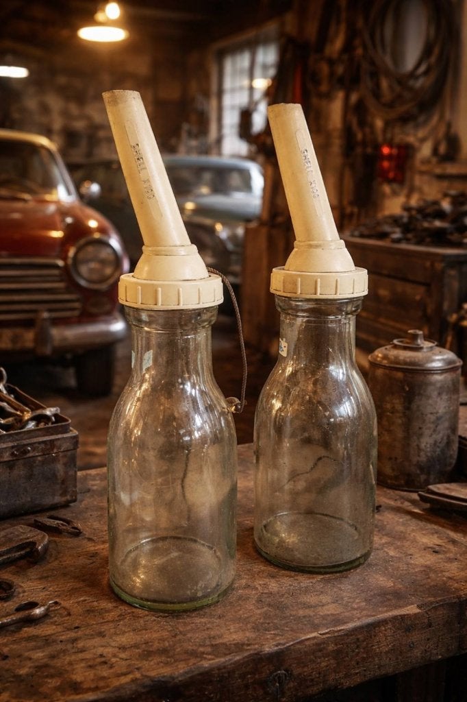 Meerdere vintage olieflessen, oliefles van Shell️️️️⛽️, Gebruikt, ., ., .