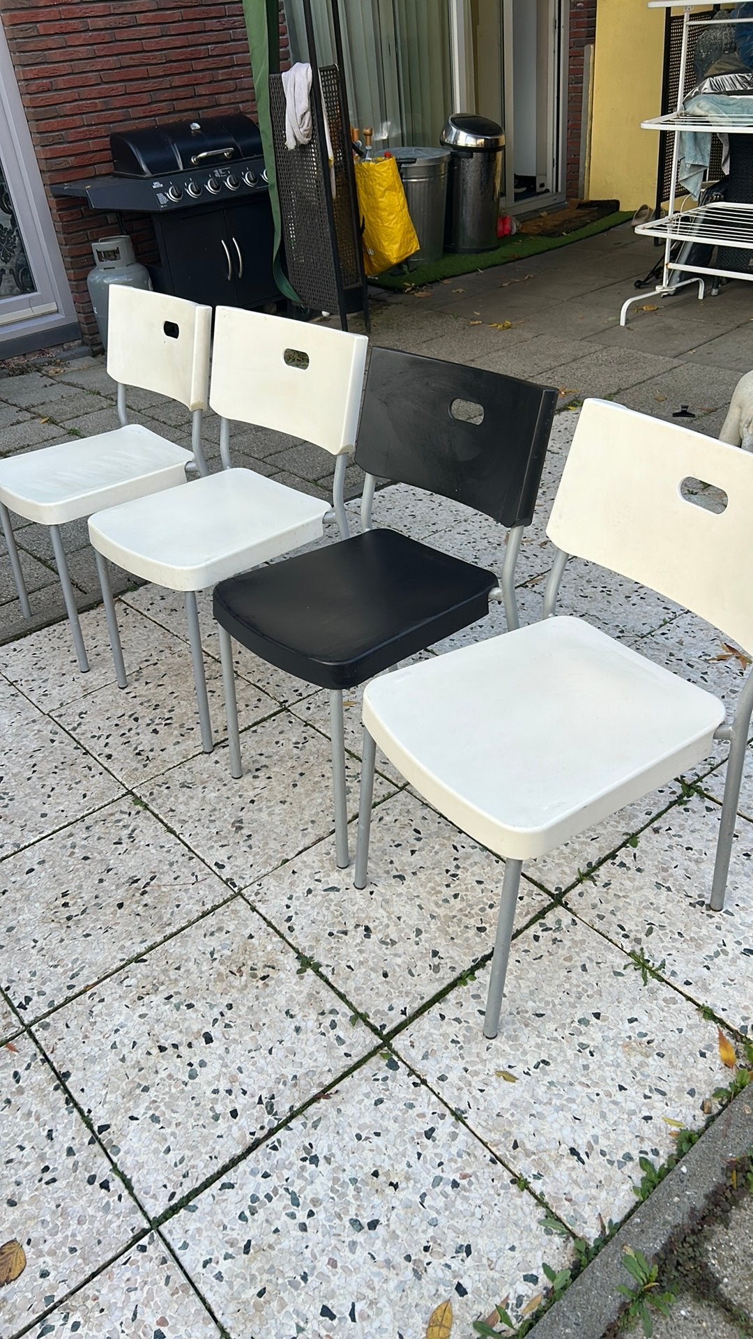 Stapelstoelen Ikea Herman 4 stuks, Ophalen, Gebruikt, Campingstoel
