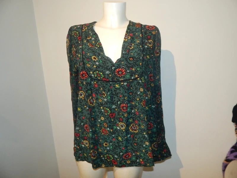 BA&SH prachtige dennen groene blouse bloemen kleur 40