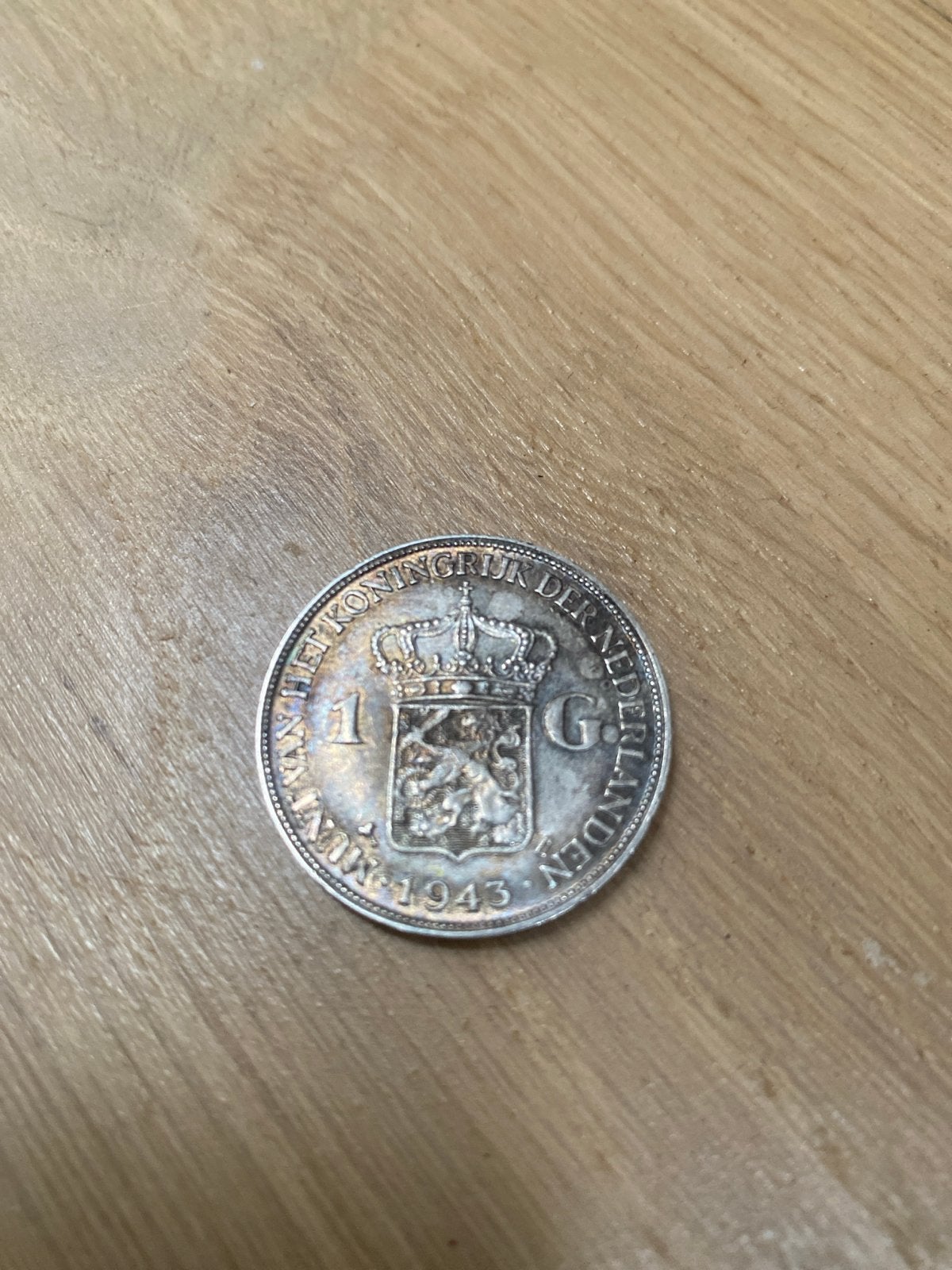 Zilveren Gulden 1943 Wilhelmina Palmboom Denver WO2, 1 gulden, Zilver, Ophalen of Verzenden, Koningin Wilhelmina