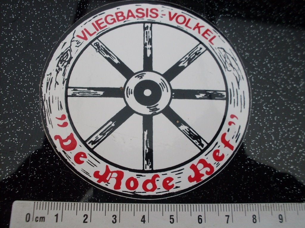 sticker de rode bef bar cafe vliegbasis volkel logo embleem, Verzenden, Zo goed als nieuw, Bedrijf of Vereniging