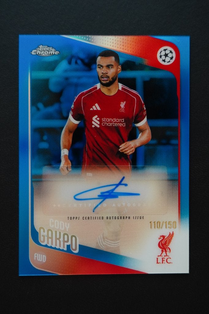 Cody Gakpo Auto /150 Topps Chrome UCC 25/26 Liverpool, Ophalen of Verzenden, Zo goed als nieuw, Buitenlandse clubs, Spelerskaart