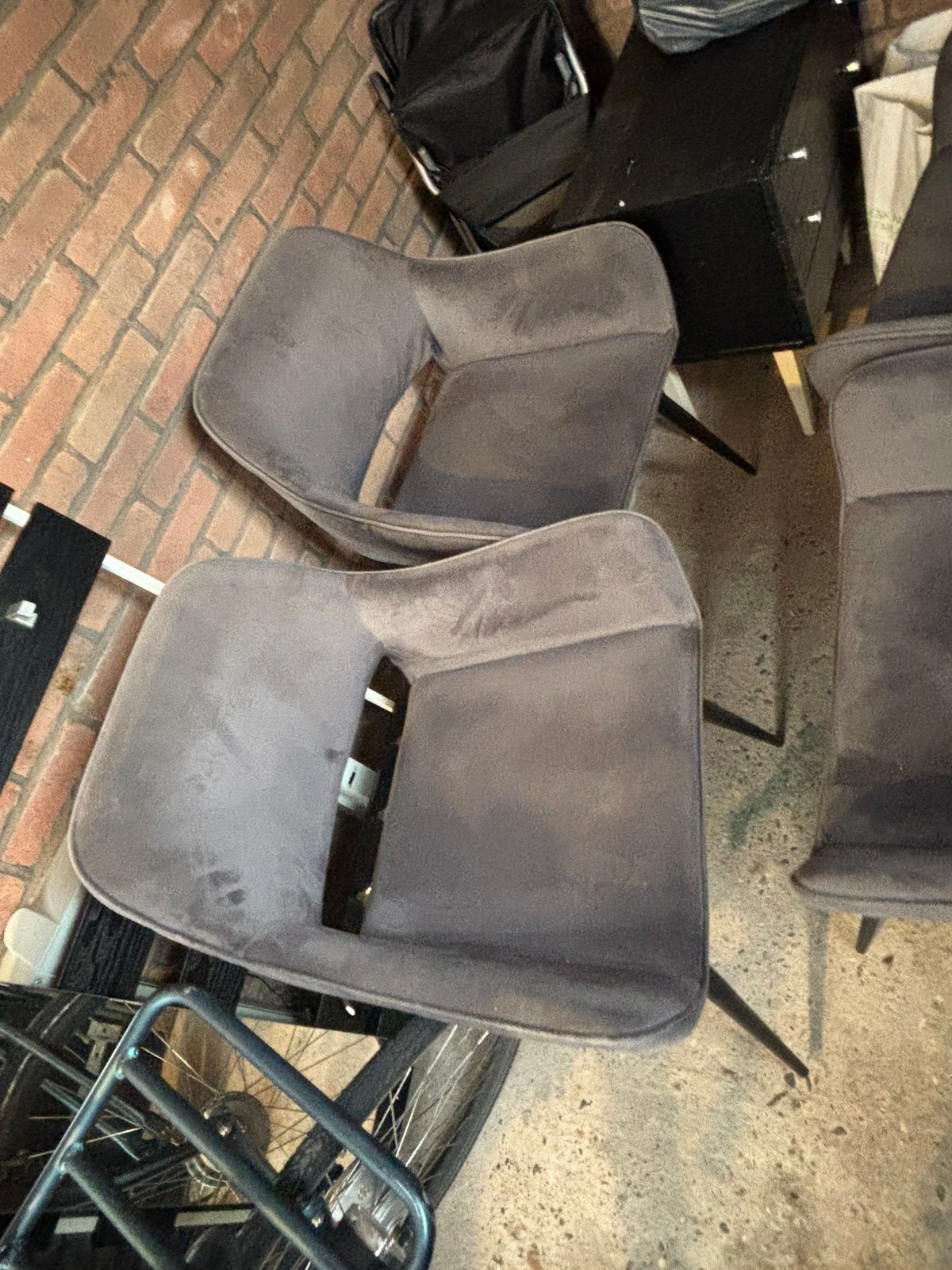 Eettafel stoelen, Ophalen, Gebruikt, Grijs, Stof