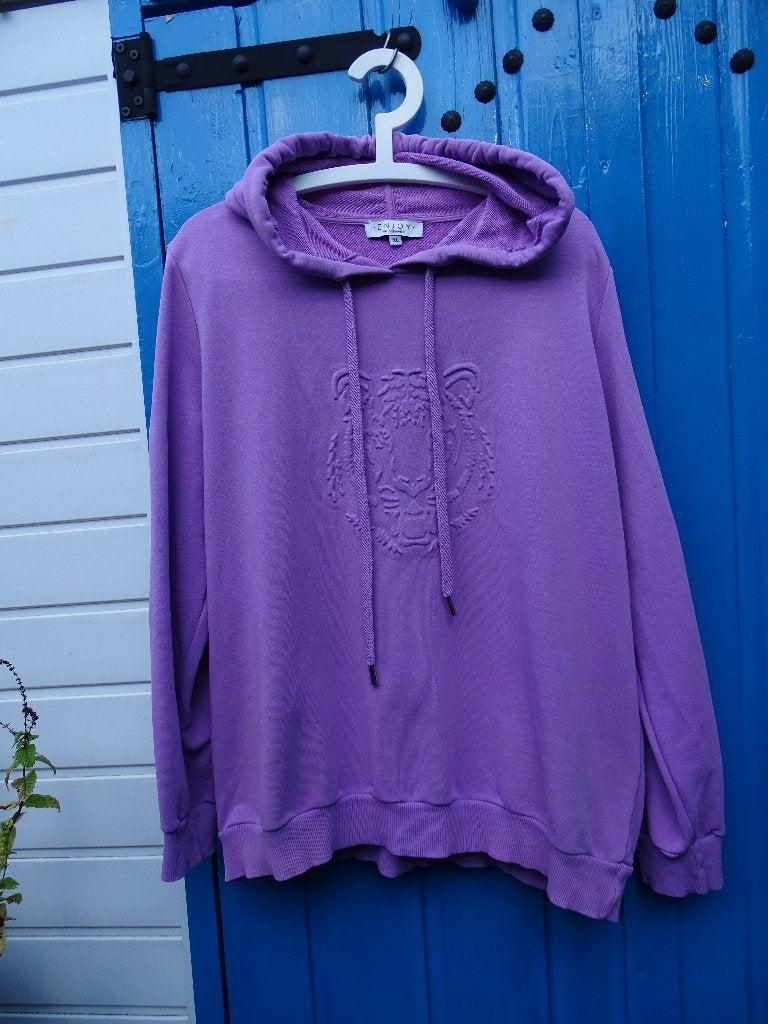ENJOY LILA HOODIE SWEATER TIJGER-MT XL =MT 46, Paars, Maat 46/48 (XL) of groter, Enjoy, Ophalen of Verzenden
