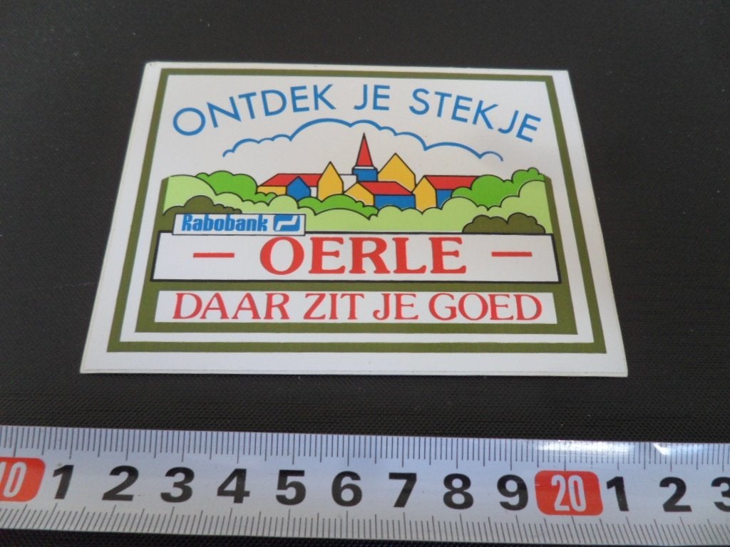 sticker Ontdek je stek je OERLE Daar zit je goed  RABOBANK *, Ophalen, Zo goed als nieuw