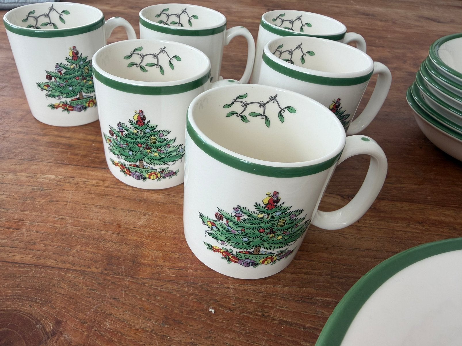 Spode Christmas Tree 6 kerst mokken/bekers, Antiek en Kunst, Ophalen of Verzenden