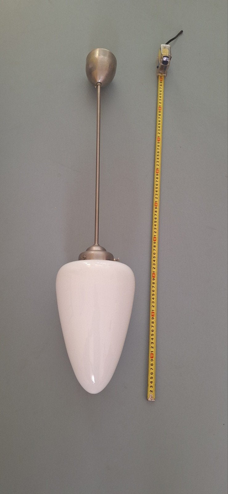 Art Deco Gispen-stijl Hanglamp met Opaalglas Druppelkap, Ophalen