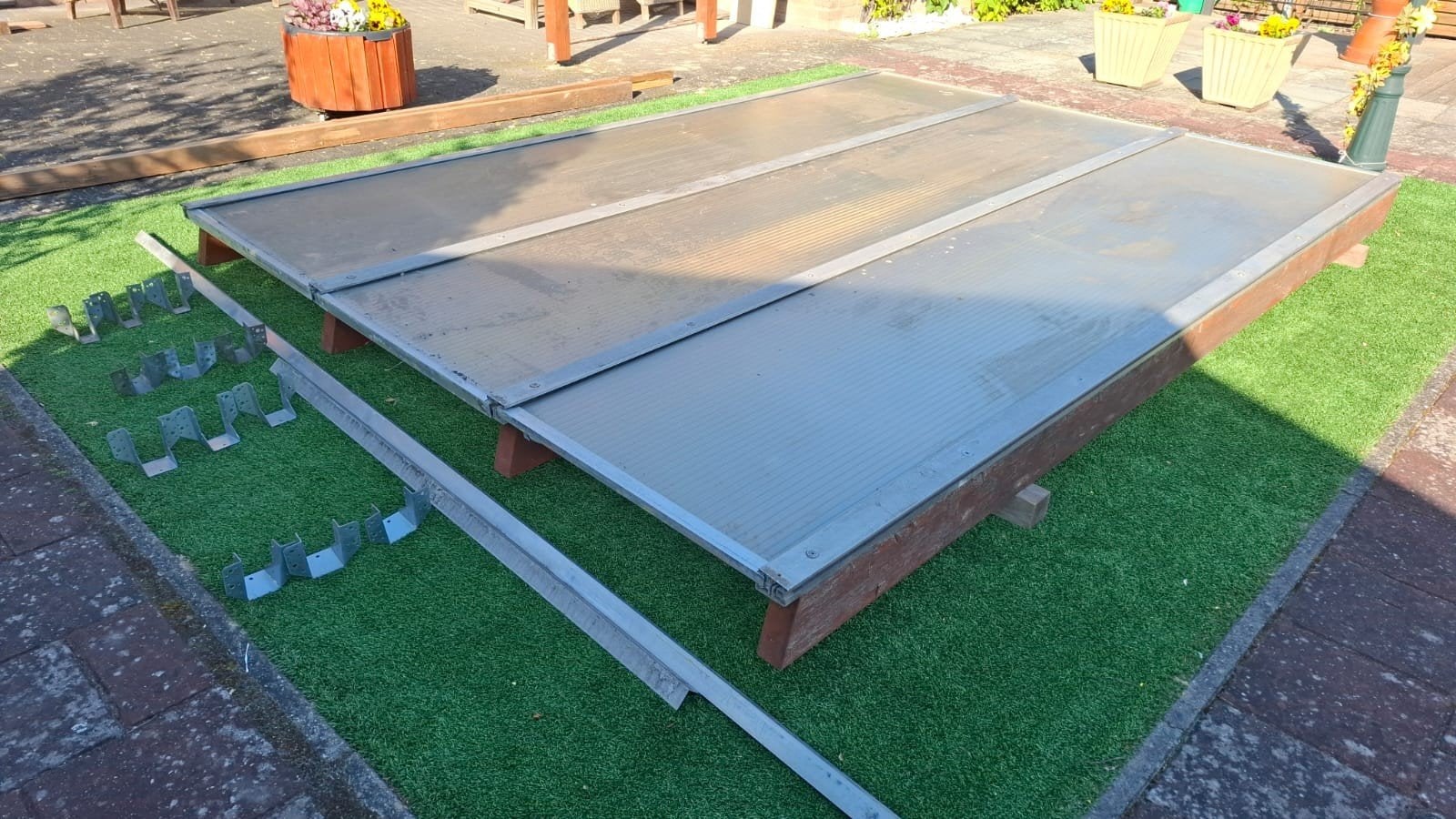 Overkapping / Afdak 242x341 cm met polycarbonaat platen, Ophalen, Gebruikt, Veranda