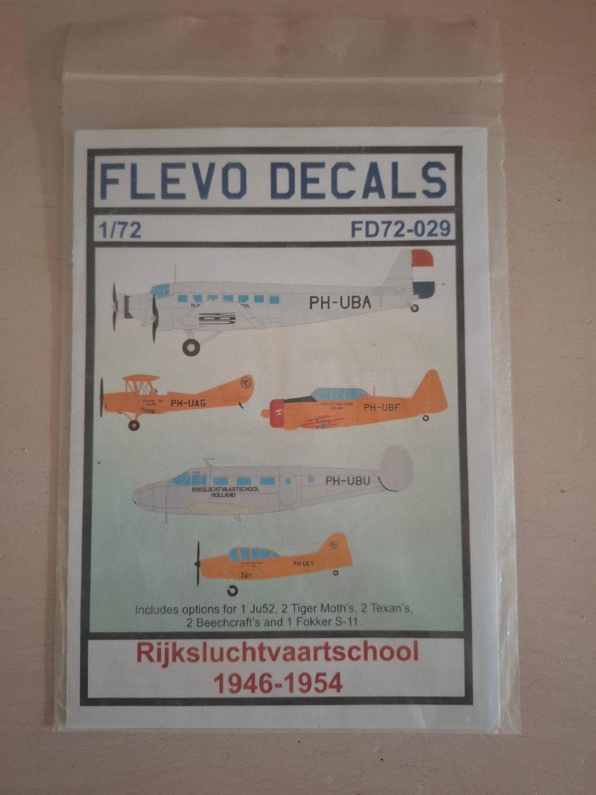Flevo Decals Rijksluchtvaartschool 1946-1954 1/72, Ophalen of Verzenden