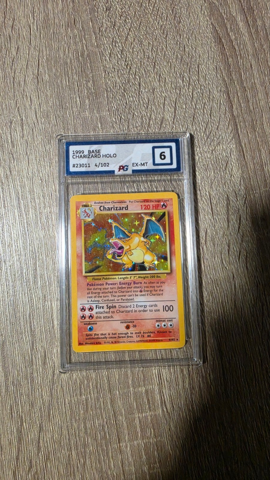 Pokémon Charizard 1999 Base Set Holo PG 6 EX-MT, Ophalen of Verzenden, Gebruikt, Losse kaart, Foil