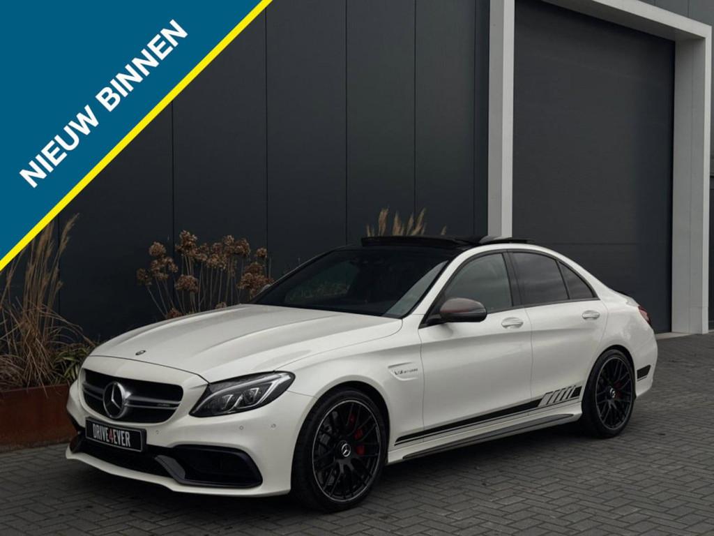 Mercedes-Benz C-klasse AMG 63 S Edition 1 FULL PANO NAVI CAM, Auto's, Mercedes-Benz, Gebruikt, 8 cilinders, Wit, Leder