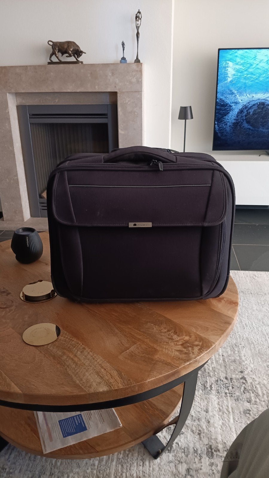 Delsey laptoptas op wielen - Zwart, Ophalen, Trolleytas, Zo goed als nieuw, Zwart