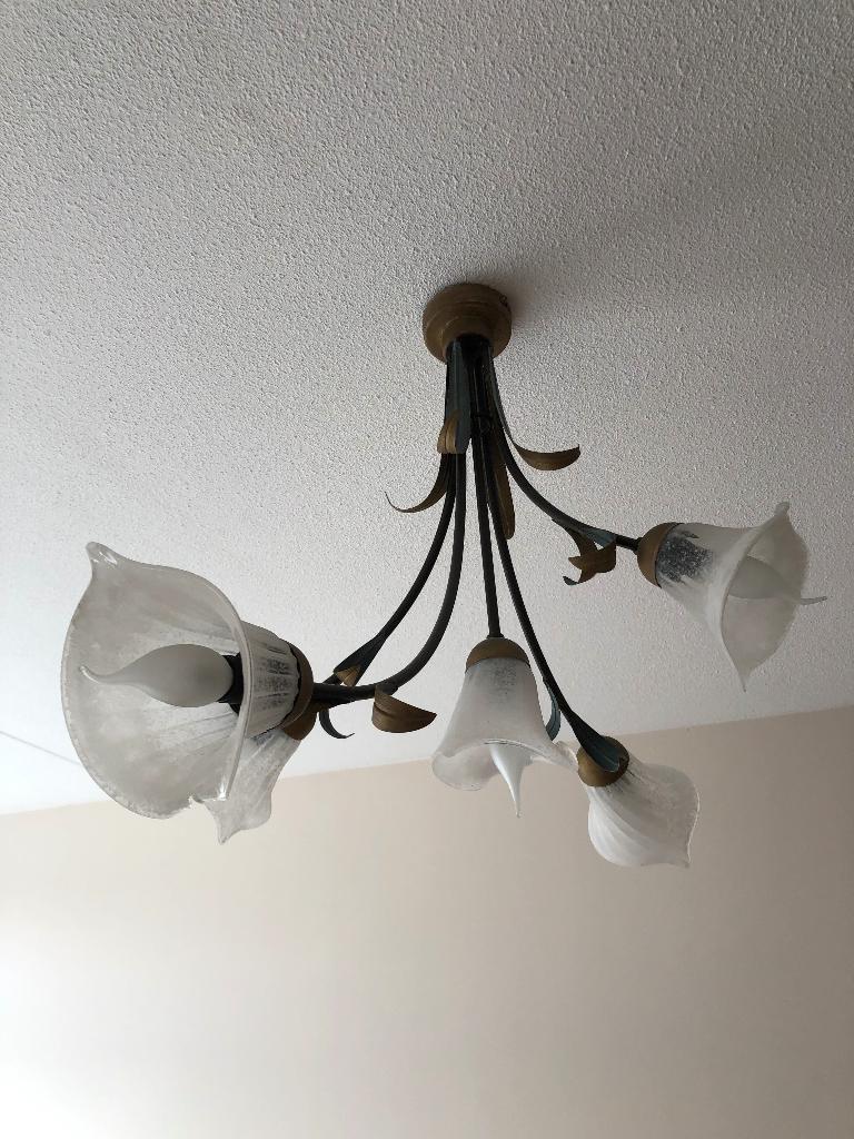 Twee bijzondere  bloemenlampen, Ophalen, 50 tot 75 cm, Art nouveau, Zo goed als nieuw