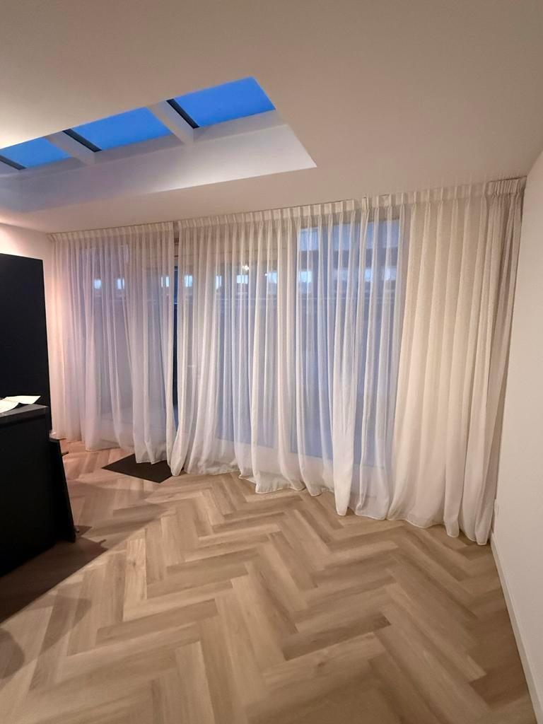 Vitrage gordijnen 4,70 x 253 cm - Zo goed als nieuw, Ophalen of Verzenden, Zo goed als nieuw, Wit, 200 cm of meer