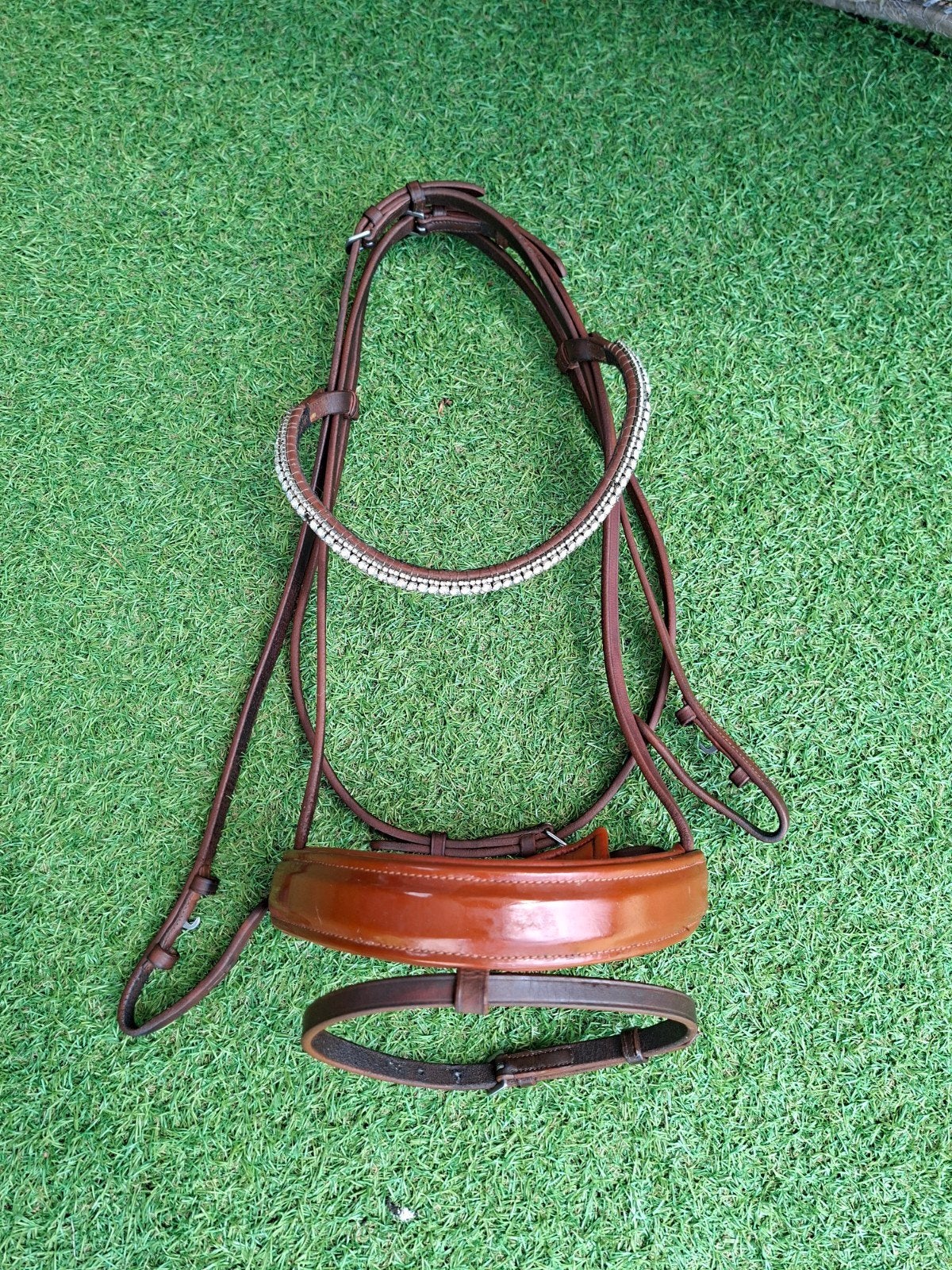Cognac hoofdstel full, Dieren en Toebehoren, Paarden en Pony's | Hoofdstellen en Tuigage, Ophalen, Gebruikt, Dressuur