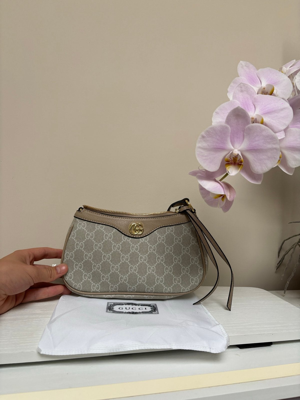 Gucci Ophidia GG Mini Schoudertas, Ophalen of Verzenden, Nieuw, Beige, Schoudertasje