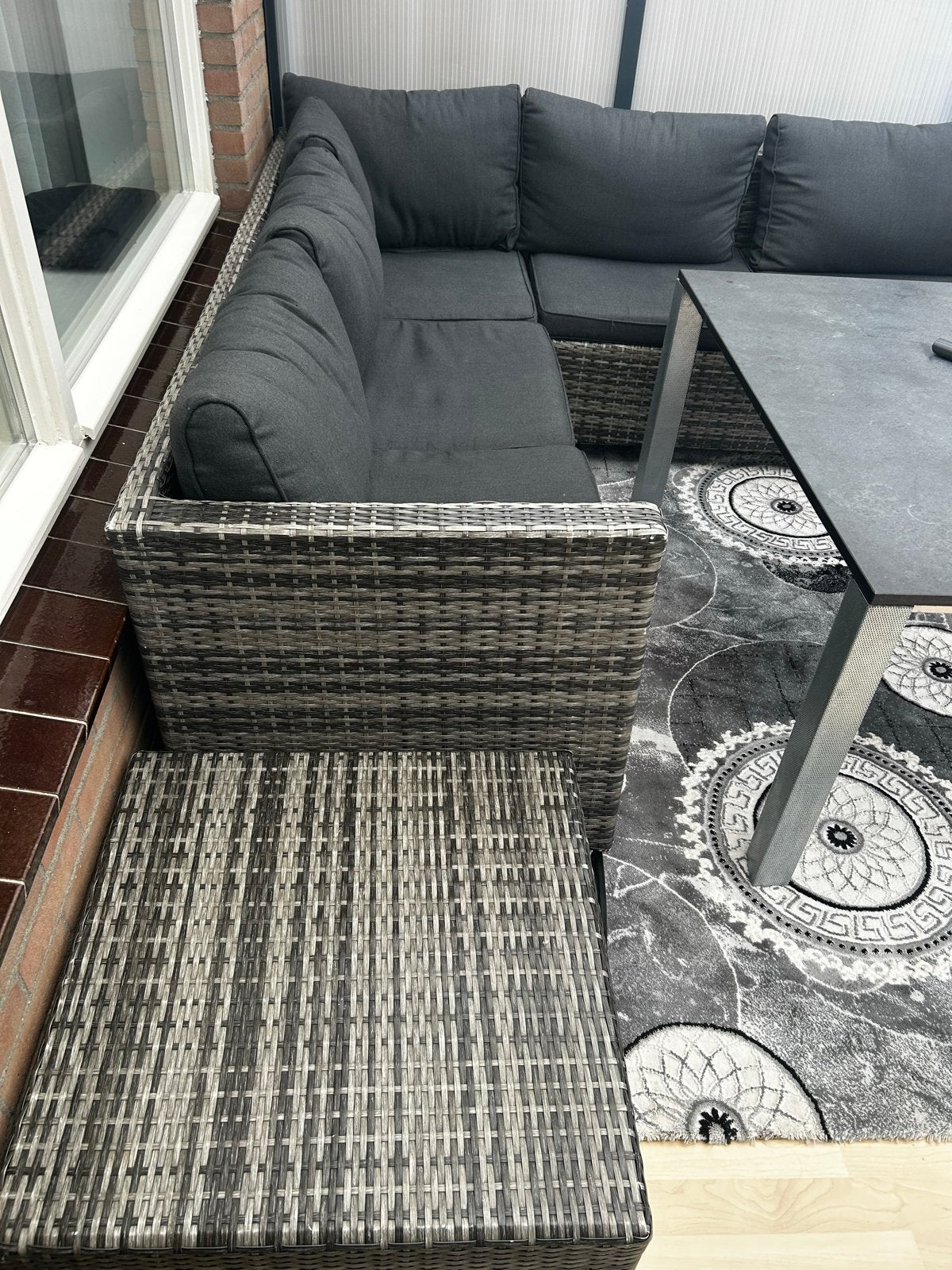 Wicker Loungeset met  Kussens, 5 zitplaatsen, Gebruikt, Ophalen of Verzenden, Loungeset