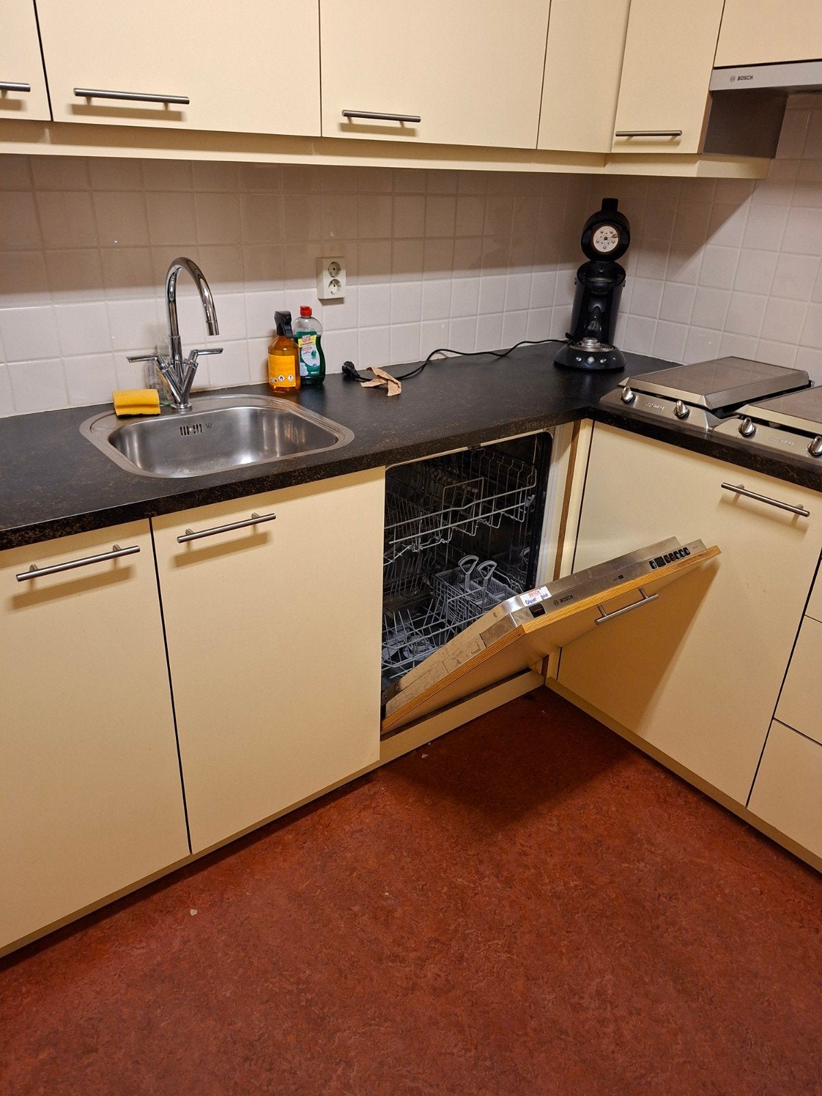 Complete U-keuken met inbouwapparatuur, Huis en Inrichting, Ophalen, Gebruikt, Hoekkeuken, Kunststof