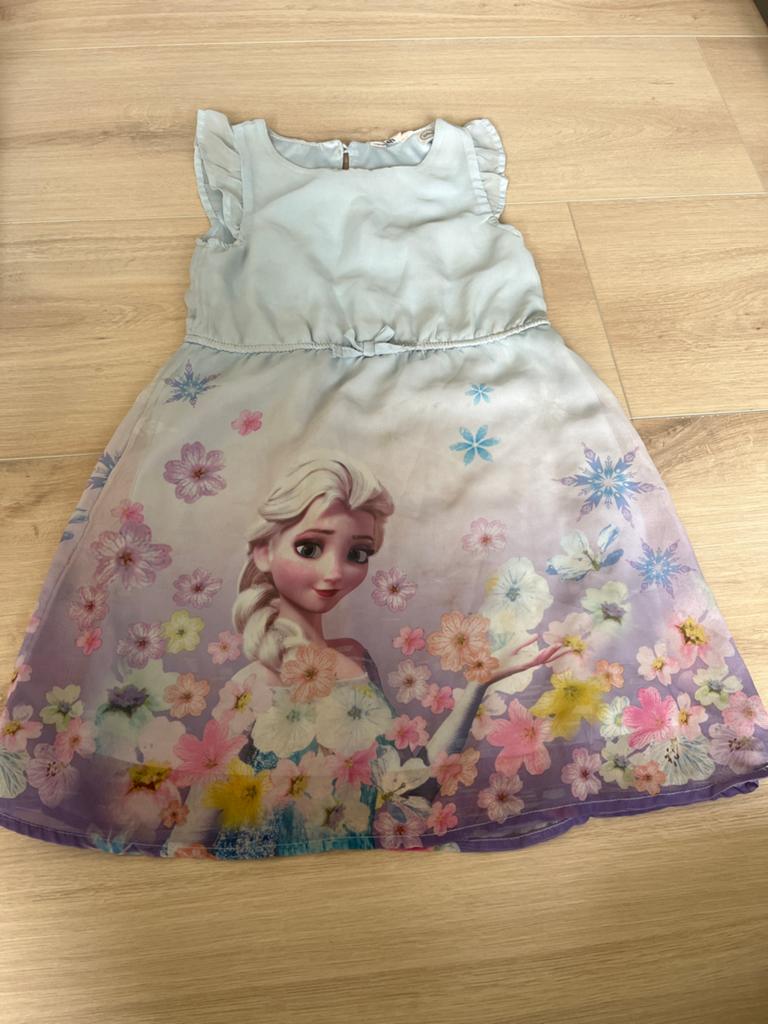 Elsa Frozen jurk met bloemenprint voor meisjes maat 122, Ophalen of Verzenden, Gebruikt, Meisje