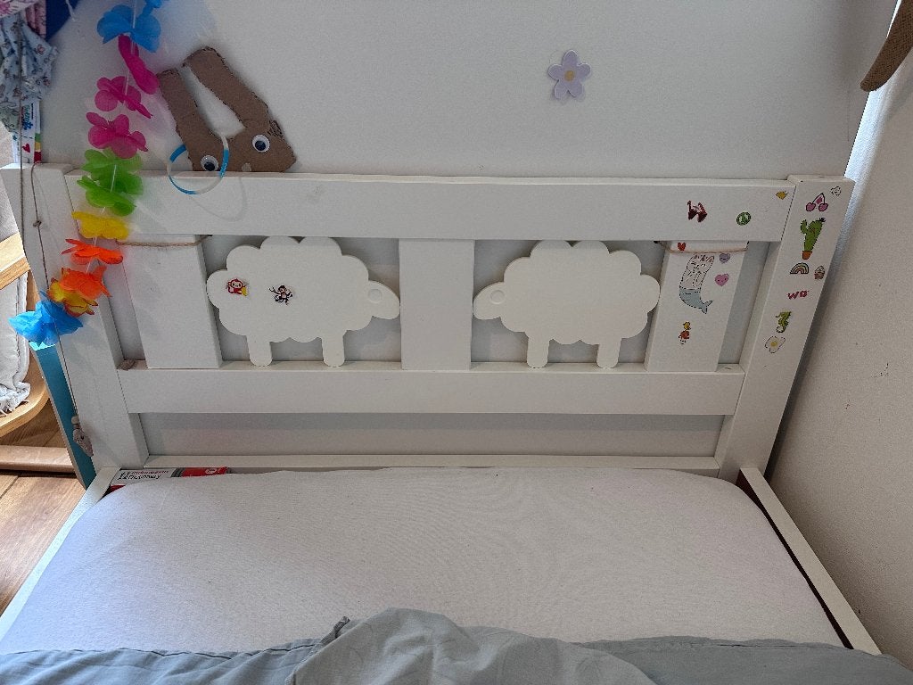 Peuterbed schaapjes IKEA, Kinderen en Baby's, Ophalen, Gebruikt, 70 tot 85 cm, 140 tot 160 cm