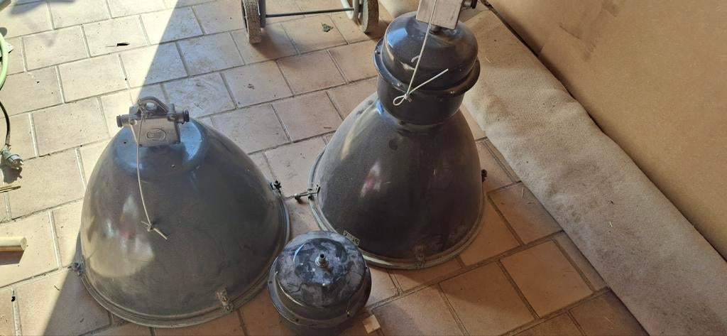 Grote Industriële Hanglamp - Vintage Fabriekslamp, Ophalen, Gebruikt, 50 tot 75 cm, Metaal