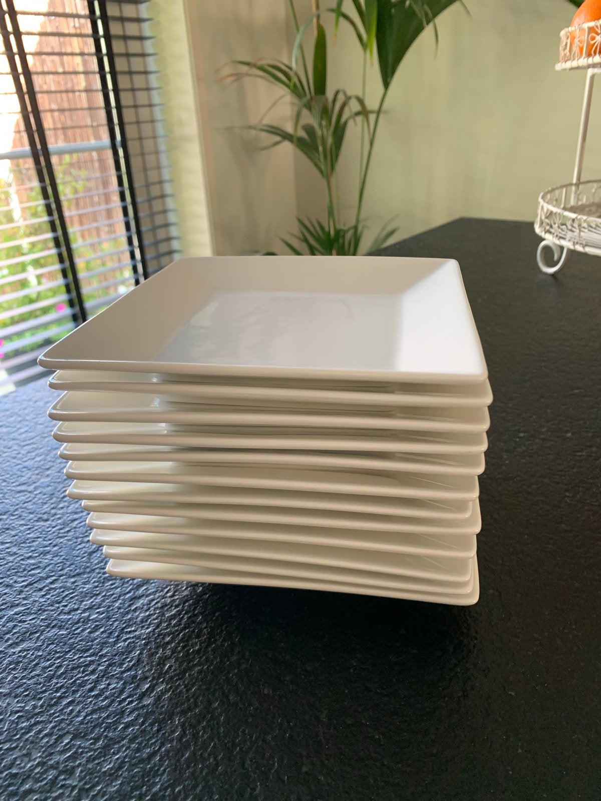 Set van 12 witte gebaksbordjes, Ophalen, Gebruikt, Keramiek, Overige typen