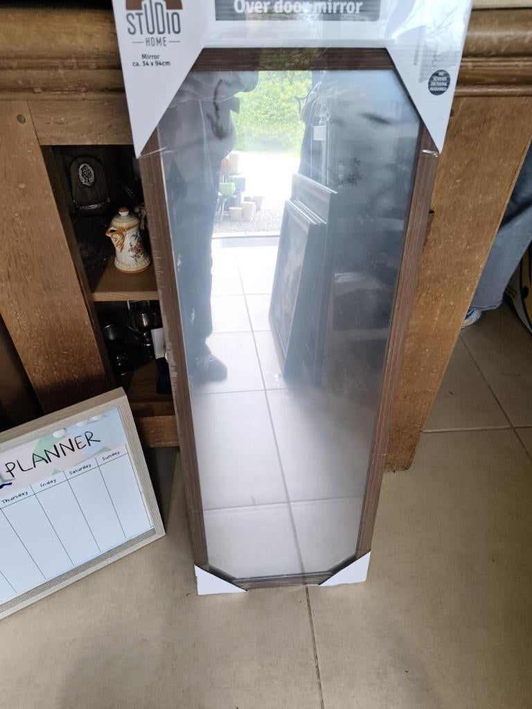 Deurspiegel met houten lijst, Ophalen, Nieuw