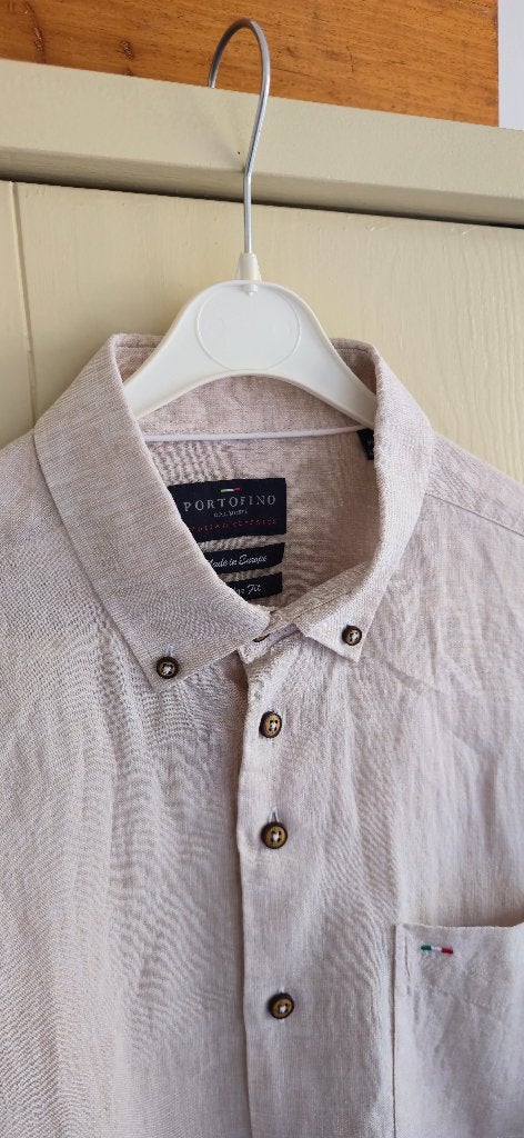 Portofino overhemd - beige - XL - NIEUW, Ophalen of Verzenden, Nieuw, Beige, Overige halswijdtes
